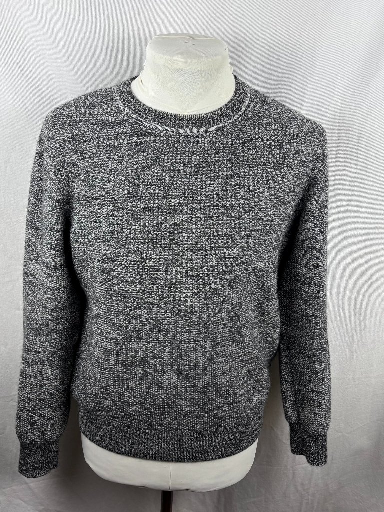 A.P.C. Rue Madame Paris 100% Wool Marled Crewneck Knit Sweater Gray Medium
